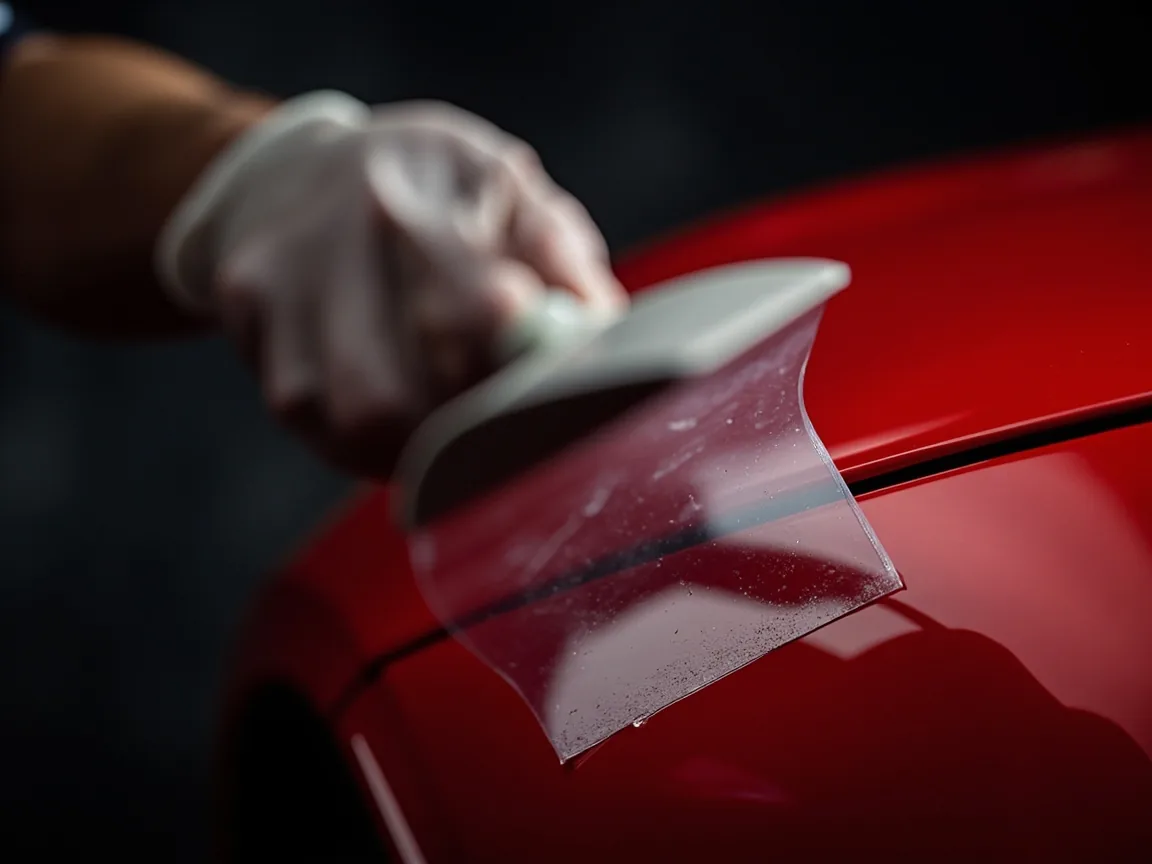 PPF being installed on a vehicle fender